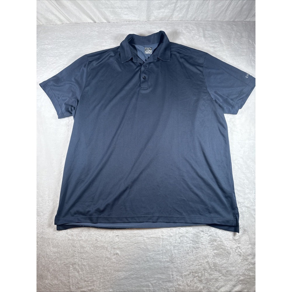 Callaway Men's Opti‎ Dri Polo Golf Shirt Size 2XL - Blue Stripped (PRE-OWNED)